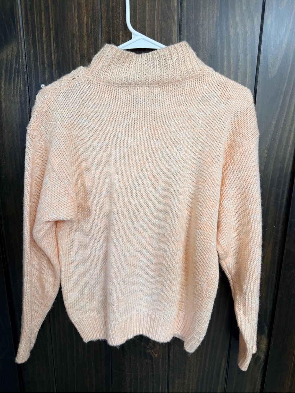 Peach Pearl-Embellished Women's Sweater-Size:Small - Picture 7 of 7